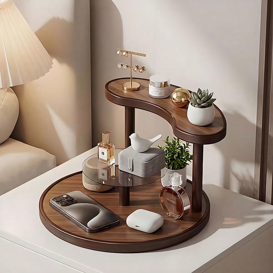 رف عرض دوار ثلاثي الطبقات، منظم خزانة الحمام بنمط...