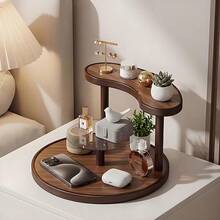 3-Tier Rotating Tabletop Display Rack, Wood Grain Bathroom Vanity Organizer, Makeup Storage Rack, Multi-Purpose Round Shelf, Suitable For Skincare, Perfume, Lipstick And Cosmetics - Space-Saving Countertop Organizer - Multicolor - View 1