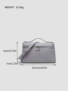 1 pieza de bolso de hombro cuadrado de PU con textura de lichi en color sólido, pequeño, adecuado para combinar con la moda diaria. - Púrpura malva - Ver 10