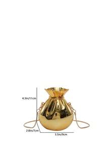 1pc Gold Color Clutch Bag, Women Mini Purse, Vase Shaped Coin Pouch, Gold Wallet, Gold High Heel Shoe, Valentine's Day Gift, Earbud Shaped Crossbody Bag, Chain Strap Shoulder Bag, Unique Evening Clutch - 金色 - 查看 7