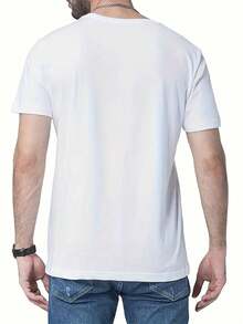 Men's Fashion  Crew Neck T-Shirt, Versatile Short Sleeve - Black - View 7