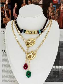 1 chiếc vòng cổ chữ Y điều chỉnh được, kiểu dáng tối giản, hình vuông, mạ đồng, đính đá Zirconia, họa tiết hạt cà phê, mũi heo, đá tự nhiên, phù hợp cho nữ giới đeo hàng ngày và dự tiệc. - Vòng cổ hình chữ Y hình mũi heo - Xem 2