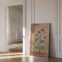 1幅无框开斋节植物花卉墙画，粉色花朵绿叶点缀米色背景 | 伊斯兰节日装饰画，适用于客厅、卧室、宿舍、房间装饰，复古墙画，独特礼物 - 彩色 - 查看 3