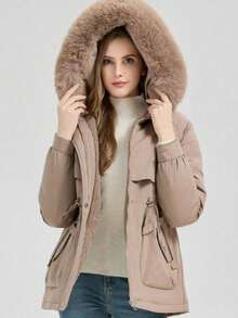 Winter Clothes for Women Abrigos De Invierno Para Mujer Coats for Women Winter New Pie Overcomes Padded Clothes, Women's Clothing Medium and Long Fur Collar Jacket Thickened Padded Jacket Padded Clothes - Caqui - Ver 1