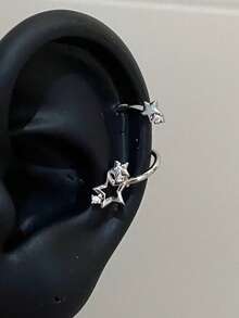 1件Y2K朋克星空螺旋316L不锈钢工业风耳钉，时尚女士礼物 - 銀色 - 查看 5