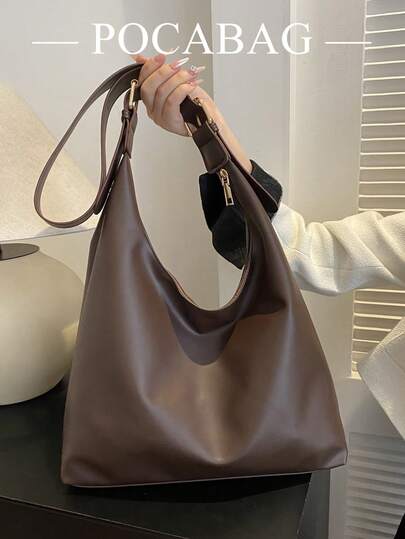 DAZY Bolso de mano de unicolor de moda 2026, bolso de diseño de nicho minimalista para llevar debajo del brazo, bolso de hombro de gran capacidad y con estilo