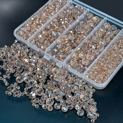600 Or 800 Pieces Of 4/6/8/10mm Crystal Glass Beads, Used For Jewelry Making, Bracelet, Necklace, And Pendant Making Materials