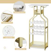 Techigher Porte-bouteilles de vin et porte-verres à vin - Doré - Voir 5