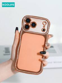 Koolife 1 件装星钻波浪形手机壳，TPU 材质，带闪光镜头膜和凸起镜头保护，防震时尚设计，兼容 17/17 Pro/17 Pro Max - 橘色 - 查看 5