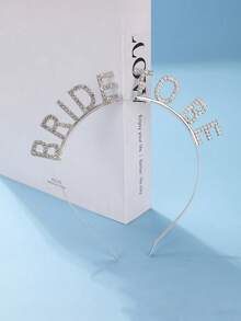 1pc Fashionable Crown Headband, Sparkling Rhinestone Maid Of Honor Letter Alloy Headpiece, Wedding Party Bridesmaid Accessory,Summer,Beach,Festival,Elegant - 42717 - View 3