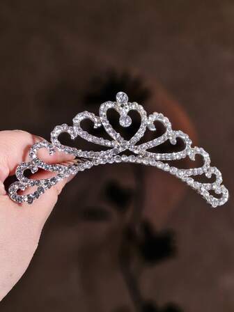 1件皇冠头饰，儿童公主水晶皇冠，生日小皇冠发夹，女孩发饰