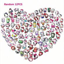 12/30个/套随机图案鞋饰，PVC材质，可用作沙滩包装饰、鞋子配饰挂件，生日、圣诞节、情人节、万圣节派对礼物创意 - 彩色 - 查看 11