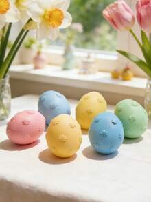 1pc Easter Flower Egg Silicone Mold - Reusable Heat-Resistant For Candle/Gypsum DIY Easter Craft - White - View 6