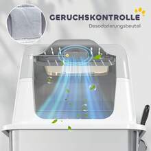 PawHut Katzenklo Edelstahl mit Deckel Katzentoilette mit Haube Schaufel Deodorierungsbeutel Doppelgänge Katzentoilette für Katzen bis 7 kg 60,4 x 40,4 x 41,8 cm Weiß - Einheitsgröße - Übersicht 8