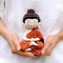 2 件套钩针编织入门套装，成人钩针编织入门套装，附带分步文字教程，弥勒佛 DIY 编织套装，可爱有趣的家居装饰品，生日、情人节、万圣节和圣诞节礼物 - 杏色 - 查看 8