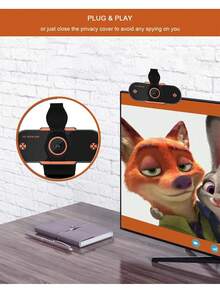 Cámara web con micrófono, cámara web USB HD 1080P, adecuada para computadoras y portátiles, gran ángulo de 110°, con cubierta de privacidad, cámara web portátil de transmisión en vivo con reducción de ruido, plug and play. - Negro - Ver 3