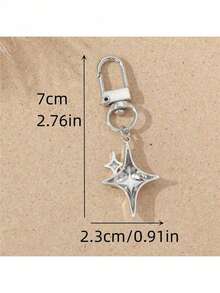 Single Cute Goth Y2K Star Keychain Metal Keyring Charm Great Gift Souvenir For Women  Decor For Backpacks Cars Earphone Accessories - 彩色 - 查看 2
