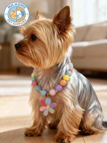1 Piece Cute Sweet Rainbow Mixed Color Pet Necklace Cat Dog Collar Flower Handmade Beaded Cat Necklace High Elasticity Dog Necklace Flower Pendant Cat Dog Decoration Cat And Dog Jewelry, Pet Clothing Decoration Dogs Kitten Collar Pet Collar Kitty Collar Cartoon Cat Collar Pet Gifts Photo Shoot Prop Cute Pet Necklace Dog Necklace Puppy Necklace Doggy Necklace - Multicolor - View 4