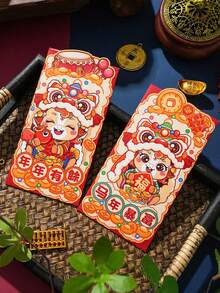 6Pcs/Set 2026 Horse Year Creative Cartoon Red Envelopes Chinese New Year Lucky Money Packets Festive Spring Festival Gifts For Party Celebrations - Đỏ - Xem 5