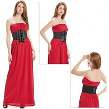 1pc Women's Corset Waist Belt, Elastic Waist Belt With Tie, Retro Wide Waist Belt - Tie Waist - View 5