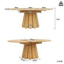 Extendable Dining Table, Kitchen Table, Balcony Table, Wooden Table. Round Table Extends Into An Oval Shape, 118-158 Cm, Seats Up To 6 People, Made Of Wood. - Camel - View 5