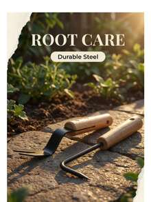 1pc Multi-Purpose Stainless Steel Root Hook: Smooth Wooden Handle Design, And Easy To Hold. It Is Used For Loosening The Roots Of Potted Plants, Creating Bonsai, And Maintaining Garden Care. It Is Suitable For Home Balcony Potted Plants, Study Room Bonsai Care, And Is A Must-Have For Home Gardening. - Multicolor - View 7