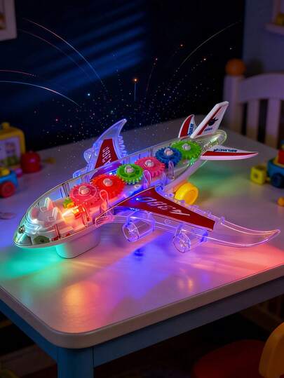 Jouet avion clignotant : activé par collision, lumières LED clignotantes et effets sonores - Jouet avion pour enfants avec roues omnidirectionnelles, convient aux garçons et filles de 3 ans et plus, cadeau d'anniversaire