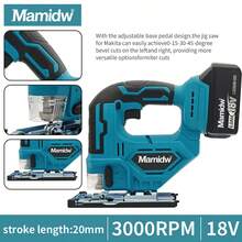 Mamidw 380N.M 高扭矩无绳电动螺丝刀，变速，正反转开关，硬质合金旋转轴，智能离合保护系统（仅限工具），适用于 Makita 18V 电池引脚 - 藍色 - 查看 2
