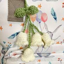 Hand-Knitted Lily Pendant - Acrylic Weaving Charm DIY Car Decoration, Perfect Gift For Ladies, Accessory, Indoor Decoration - trắng - Xem 5