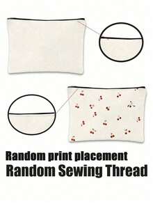 轻便樱桃蝴蝶结化妆包 - 时尚樱桃蝴蝶结印花化妆包，轻便拉链化妆袋，旅行洗漱收纳包，多功能洗漱包，无香型，男女通用，不防水，化妆品收纳袋，迷你化妆包，旅行化妆箱，化妆刷收纳袋 - 彩色 - 查看 7