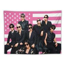 STRAY Members Magazine Pink America Flag , Skz KIDS-S Kpop Tapestry, Stray Tour 2025 Merch,Gift Ideas STAYS, Birthday Gift & Concert Merch ,Wall Hanging Aesthetic College Decor - White - View 1
