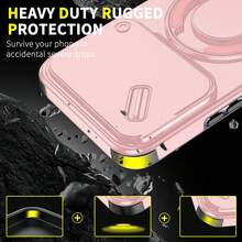 Compatible With Samsung Galaxy S26 S25, S24, S23, S22, S21, S20 Ultra/Plus A06, A13, A14, A15, A16, A26, A35, A36, A54, A55, A56, A57 Note 20 Ultra XM 15T/15T PRO RY X9D X7D.. Phone Case With Sliding Camera Dust Cover And [Full Camera Protection], 360° Rotating Invisible Ring Holder/Car Magnetic Stand/Matte Texture Heavy Duty Shockproof Phone Protective Cover - Pink - View 2