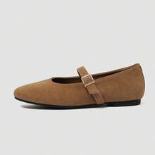 Women's Solid Color Mary Jane Shoes, Simple Design - Rust Brown - View 9