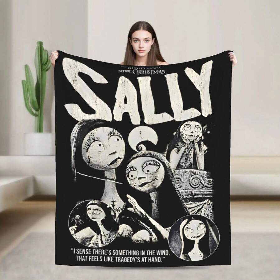 Nightmare Before Christmas  Fleece Throw Blanket Halloween For Bedroom Knitted Blanket Travel Warm Multifunction.Jpg - trắng - Xem 1