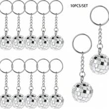 2/5/10 Stücke Mini Disco Ball Schlüsselanhänger, glänzender Schlüsselring, Tasche, Rucksack Anhänger, Geschenk für Frauen, Hochzeit, Party - Silber - Übersicht 1