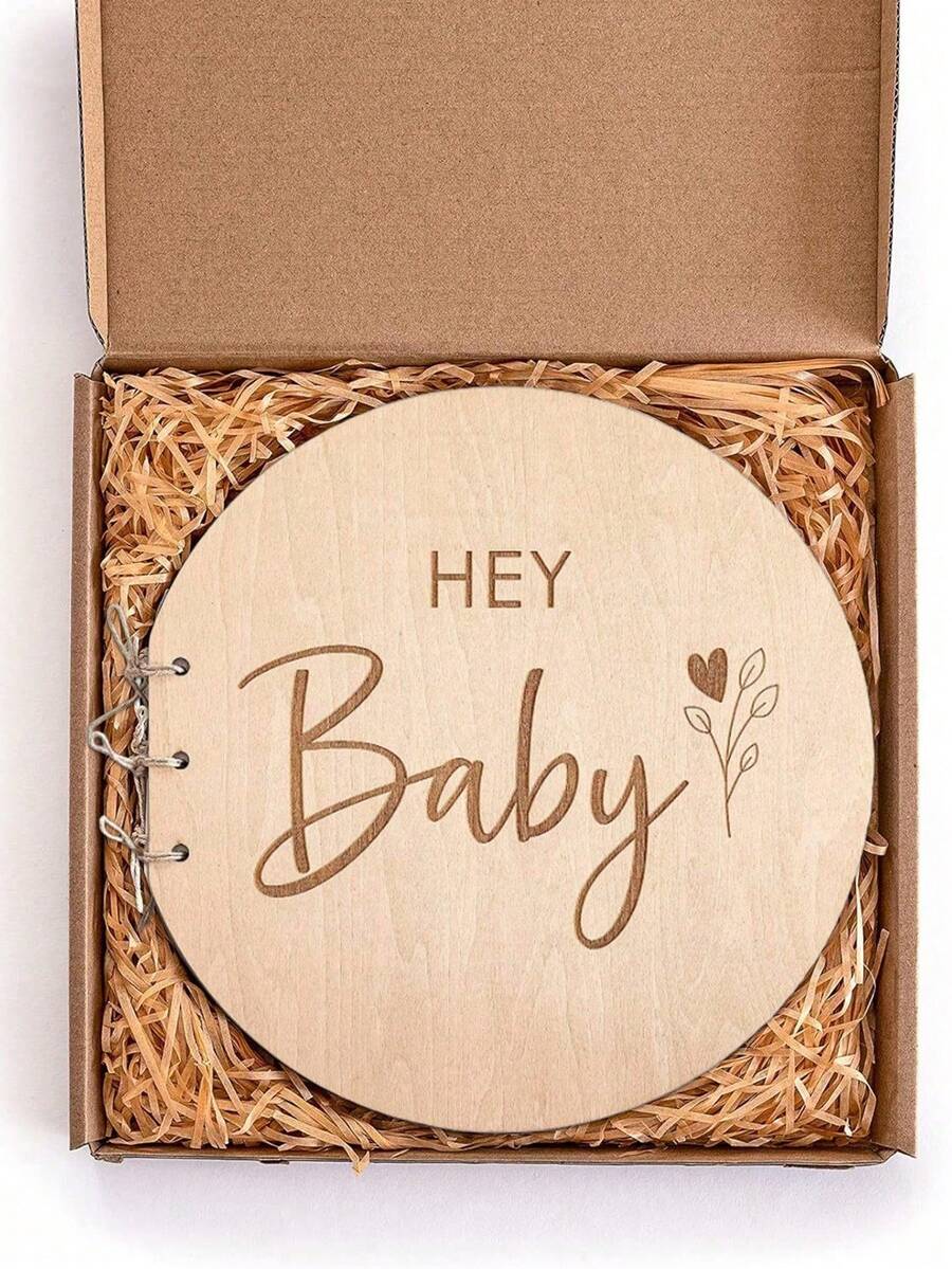Holz-Baby-Erinnerungsbuch, Erstes 5-Jahre-Andenken-Tagebuch & Fotoalbum, Geschlechtsneutrales Meilenstein-Sammelalbum für Babyjungen oder -mädchen - Verschiedenfarbig - Übersicht 1