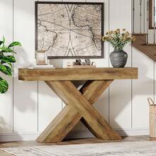Tribesigns Narrow Console Table, 55-Inch Farmhouse Entryway Table, X-Shaped Couch Table Behind Sofa For Living Room, Entryway, Entrance, Foyer, Hallway, Rustic Brown - Brown - View 8