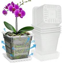 CYPNMaceta para Orquídea10 juegos Maceta Rectangular para Orquideas Naturales Macetas de Orquídeas Transparentes de 4.7 Agujeros y bandeja para Interiores Y Exteriores Plantas de Casa Flores CuadradoFashion - 219823960 - Ver 1