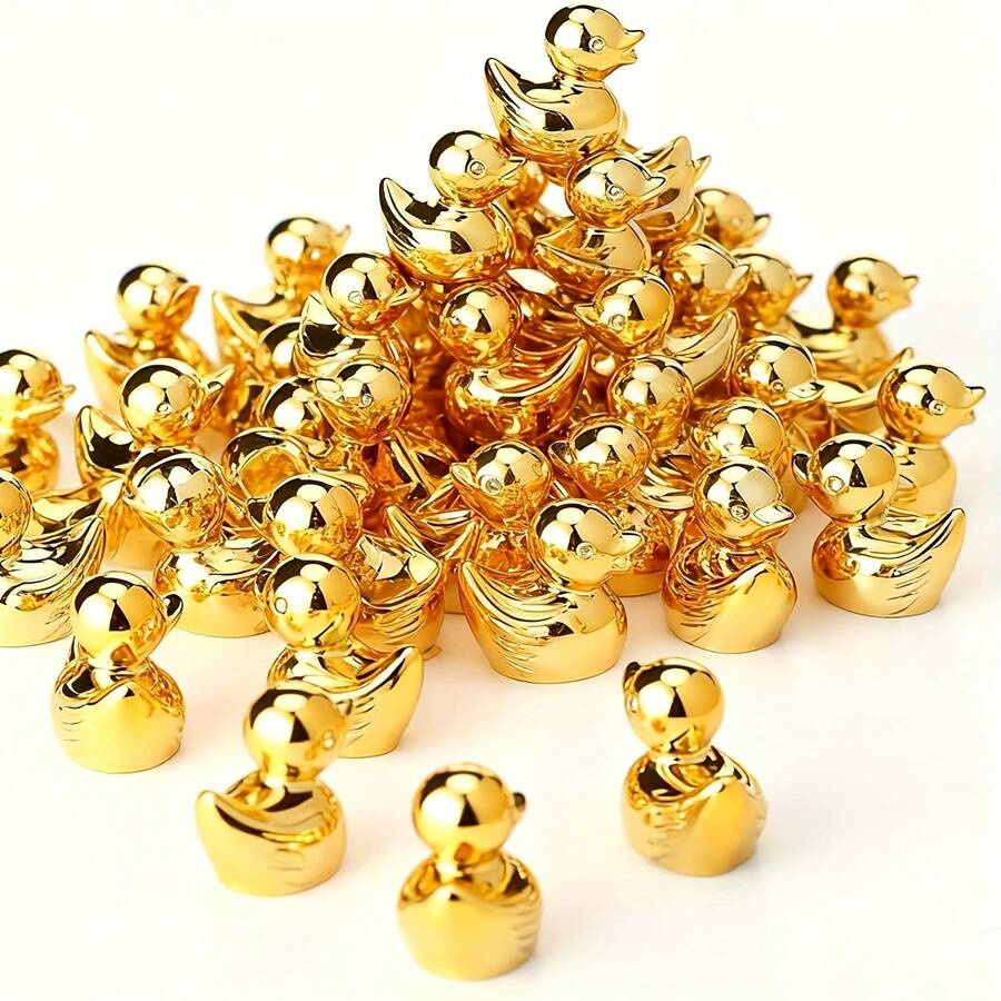 20 Mini Golden Ducks Mini Yellow Duck Figurines Bulk Baby Ducks Mini Ornaments Dollhouse Decoration DIY Craft Fairy Garden Landscape Christmas Party Gifts - 20 mặt hàng - Xem 1