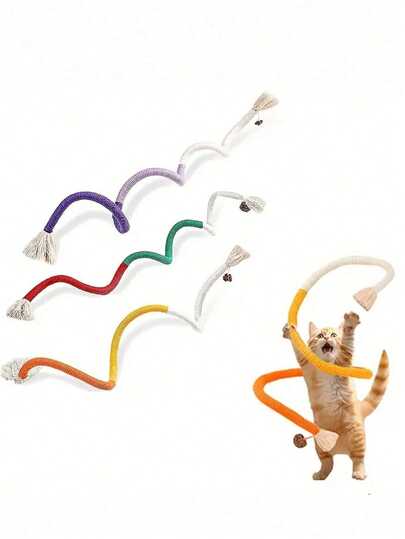 Multi-Color Cat Chewing Rope Toy, Pet Teeth Grinding Rope Toy, Durable And Self-Entertaining Stress Relief Cat Toy