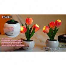 CYPNLampara de Tulipanes Lámpara de Mesa con Flores de Tulipán Lampara de Noche de Tulipanes Lámparas Bonsai de Mesa Flores Artificiales Decoracion para Decoración del Hogar Atenuación TáctilFashion - 224391729 - Ver 8