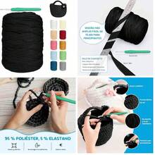 Hilo de camiseta, ancho 3cm, cinta de tejido de ganchillo grueso rosa polvoso para bolsas/cestas/alfombras de ganchillo, decoracin del hogar, artesanas de bricolaje (Amarillo jengibre, 200 M) - amarillo jengibre+200 m - Ver 1