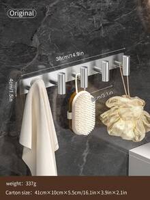 1个浴室毛巾架，T型粘性墙钩，适用于毛巾和浴袍——强力吸附，易于安装在厨房、淋浴房、衣柜、洗衣区的瓷砖、玻璃或木质表面上；节省空间的浴室收纳架，快速拆卸，经久耐用，是小型公寓、酒店、宿舍和玄关的理想之选；春季焕新家居收纳方案 - 彩色 - 查看 15