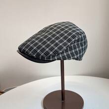 Thick Woolen Plaid Retro Forward Cap, Fashionable & Versatile Beret Hat For Men, Autumn/Winter - One size - View 10