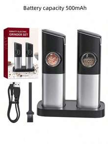 Electric Pepper Grinder, Pepper Mill, Black Pepper & Sea Salt Grinder, Salt Grinder Bottle, Home Pepper Grinder, Coarse & Fine Adjustable, Separate Salt/Pepper Containers - Modern Design, Practical & Convenient - Multicolor - View 13