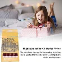 Lpiz de dibujo de arte blanco, lpiz de carbn blanco resistente y duradero para resaltar bocetos - como se muestra en la figura - Ver 6