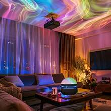 1 pieza Lámpara de proyección de Aurora Boreal alimentada por USB con control remoto, sin batería recargable, adecuada para fiestas, cumpleaños, decoración del dormitorio en el hogar - luz policromática - Ver 7