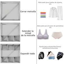 CYPN2 Piezas Organizador de Cajones para Ropa Interior Calcetines Brasier Organizador de Armario con Metralla Redimensionable GrisFadhion - 219706252 - Ver 7
