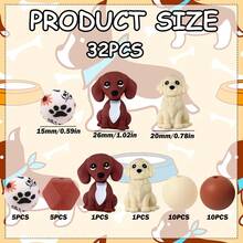 25/32 piezas Nuevo juego de cuentas de silicona con diseño de cachorro 3D lindo - Tonos de piel, rojo ladrillo, negro, blanco, naranja con forma de cachorro - Cuentas con diseño de personajes animales adorables - Ideal para llaveros DIY, collares, pulseras, bolígrafos decorativos, joyería y artesanía de colgantes - Adecuado para regalos de vacaciones y cumpleaños - Serie de perros de compañía - Ver 5