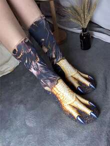 1 Pair 3D Animal Paw Digital Print Socks, Realistic Cat/Dog Novelty Funny Socks For Adults - Multicolor - View 3